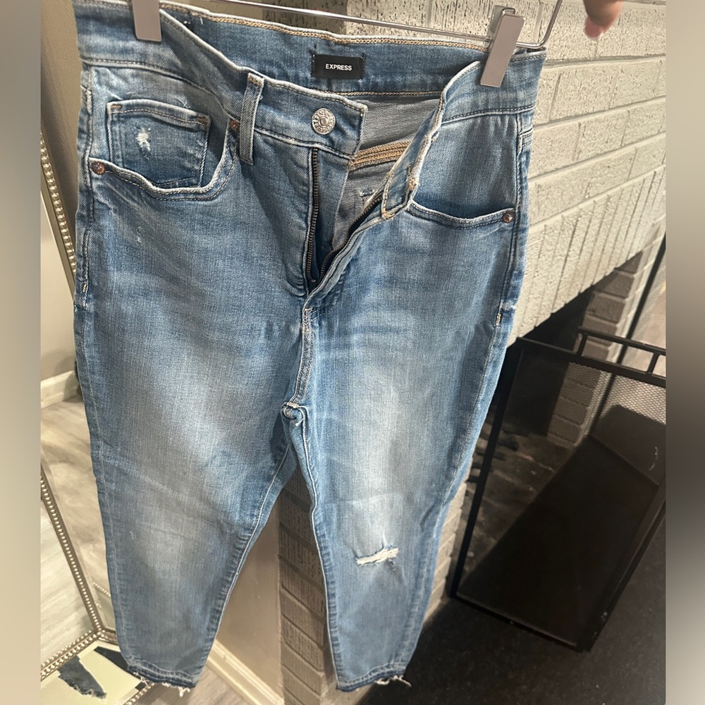 Express High Rise Skinny Blue Jeans